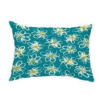 Simply Daisy, 14" x 20" Penelope Floral Teal Decorative Floral Outdoor Throw Pillow