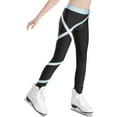 thumbnail image 3 of Hansber Girl's Athletic Leggings Figure Ice Skating Tight Pants Gym Workout Fitness Sport Active Dance Wear Light Blue 10, 3 of 9