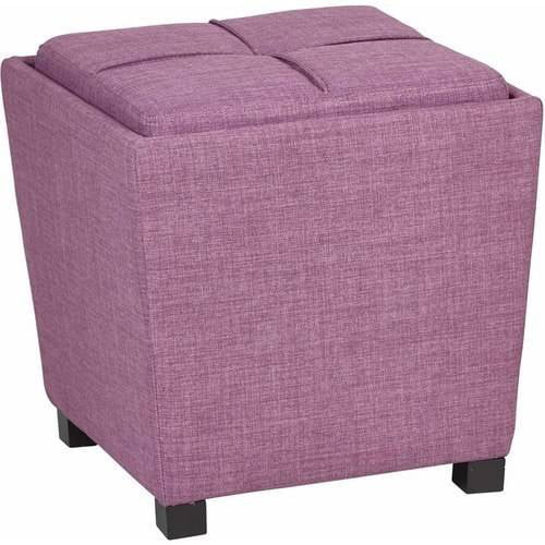 Matching Cube MET361V 2 PIECE SET Button Top Footstool Storage Ottoman w/Tray 