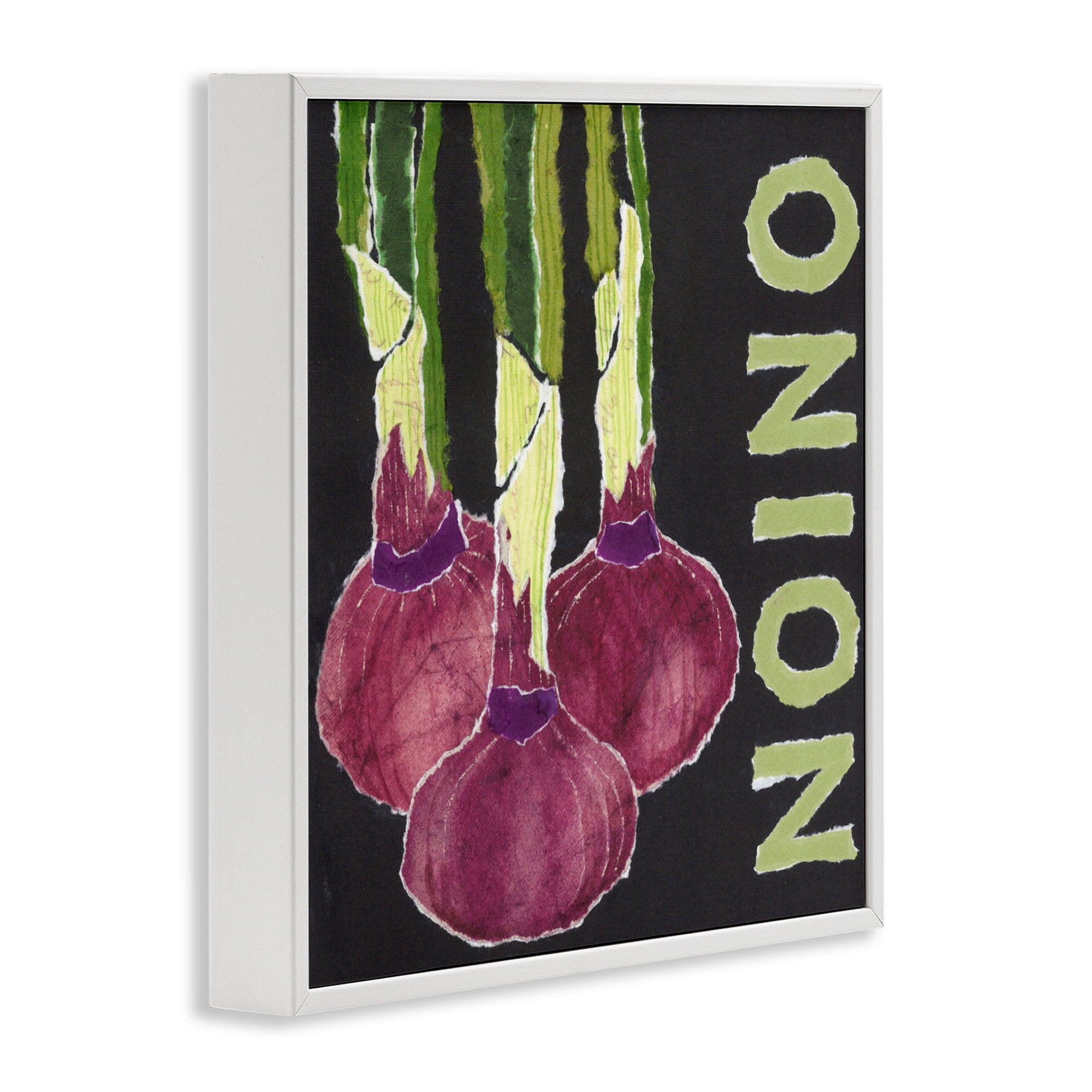 Stupell Industries Collaged Garden Onion White Framed Giclee Art, design by Nancy Overton