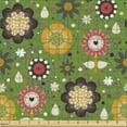 thumbnail image 2 of Ambesonne Floral Fabric by the Yard Upholstery, Spring Nature Flowers, 1 Yard, Olive Green Multicolor, 2 of 5