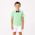 thumbnail image 4 of LittleSpring Boys Dress Shirt with Bow Tie Button-Down Short Sleeve for Kids Clothes Green 2T, 4 of 6