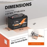 LiTime 12V 100Ah LiFePO4 Lithium Deep Cycle Battery 100A BMS 1280Wh Energy with 14.6V10A Charger