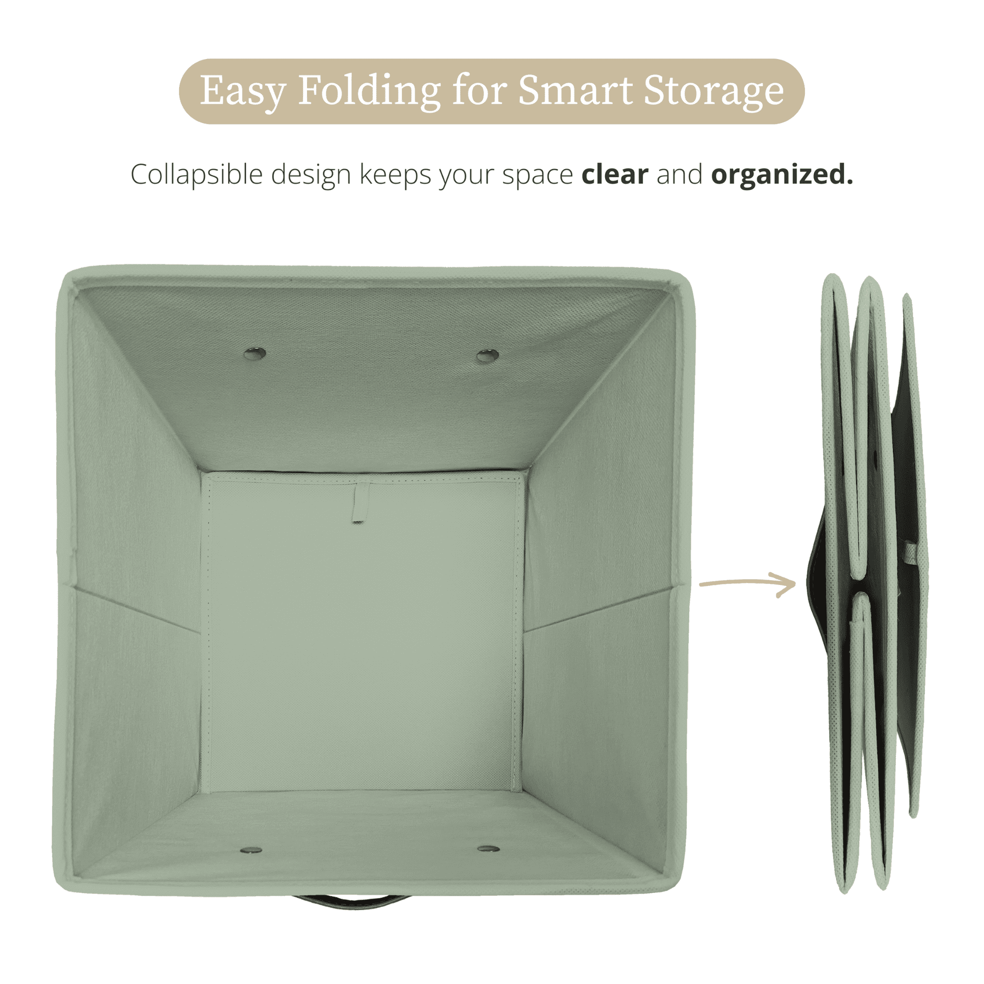 DECOMOMO 13 inch Cube Storage Bin, Fabric Cube, Storage Bin (Green, Set of 6)