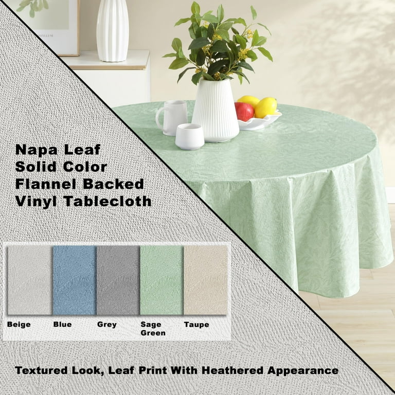 Newbridge Sage Green 70-Inch Round Vinyl Flannel-Backed Tablecloth photo 2