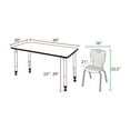 thumbnail image 3 of Regency Kee 72 x 24 in. Mobile Adjustable Classroom Table- Neo Walnut Top, Grey Base & 2 Andy 18 in. Mobile Black Stack Chairs, 3 of 8