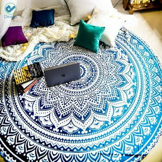 Round Mandala Blanket or Boho Mandala Tapestry or Bohemian Decoration or  Hippie Beach Blanket, Circle Tablecloth or Picnic Blanket, Indian  Meditation Rug Mat for Yoga - 60 Inches 