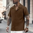 thumbnail image 2 of Afdoent Shirt For Men Male Summer Lapel Solid Color Short Sleeve Button Down Casual Fashion Shirt Casual Vacation Top, 2 of 5