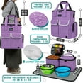 thumbnail image 2 of PetAmi Dog Travel Bag Pet Supplies Accessories Organizer For Traveling, Camping, Weekend; Cat Pet Travel Bag Kit includes 2 Food Storage Containers, 2 Collapsible Bowls, 1 Feeding Mat (Purple), 2 of 7
