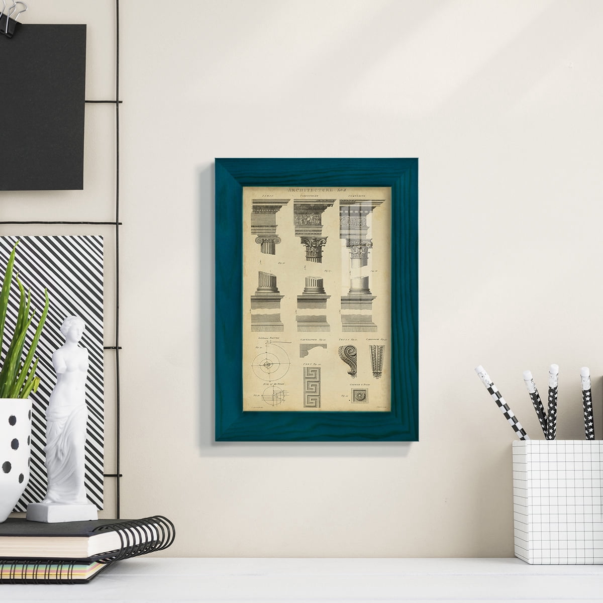 Encyclopediae III -Framed Print w/glass-Ocean Blue