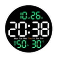 thumbnail image 3 of Horloge Murale Numérique Réveil Suspendu Adultes Température/humidité Horloge Numérique Verte, 3 of 9