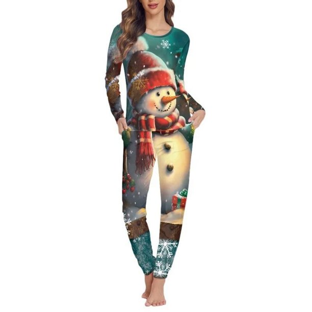 Pijama de Navidad de manga larga para mujer, ropa de dormir cómoda, conjunto de 2 piezas, otoño e invierno, envío directo