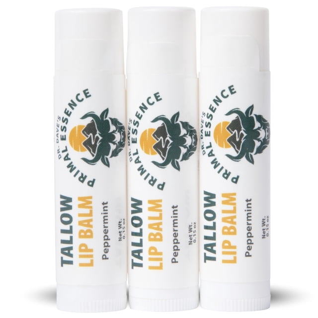 Bálsamo labial Dr. Dave's Primal Essence Hidratante Sebo, paquete de 3