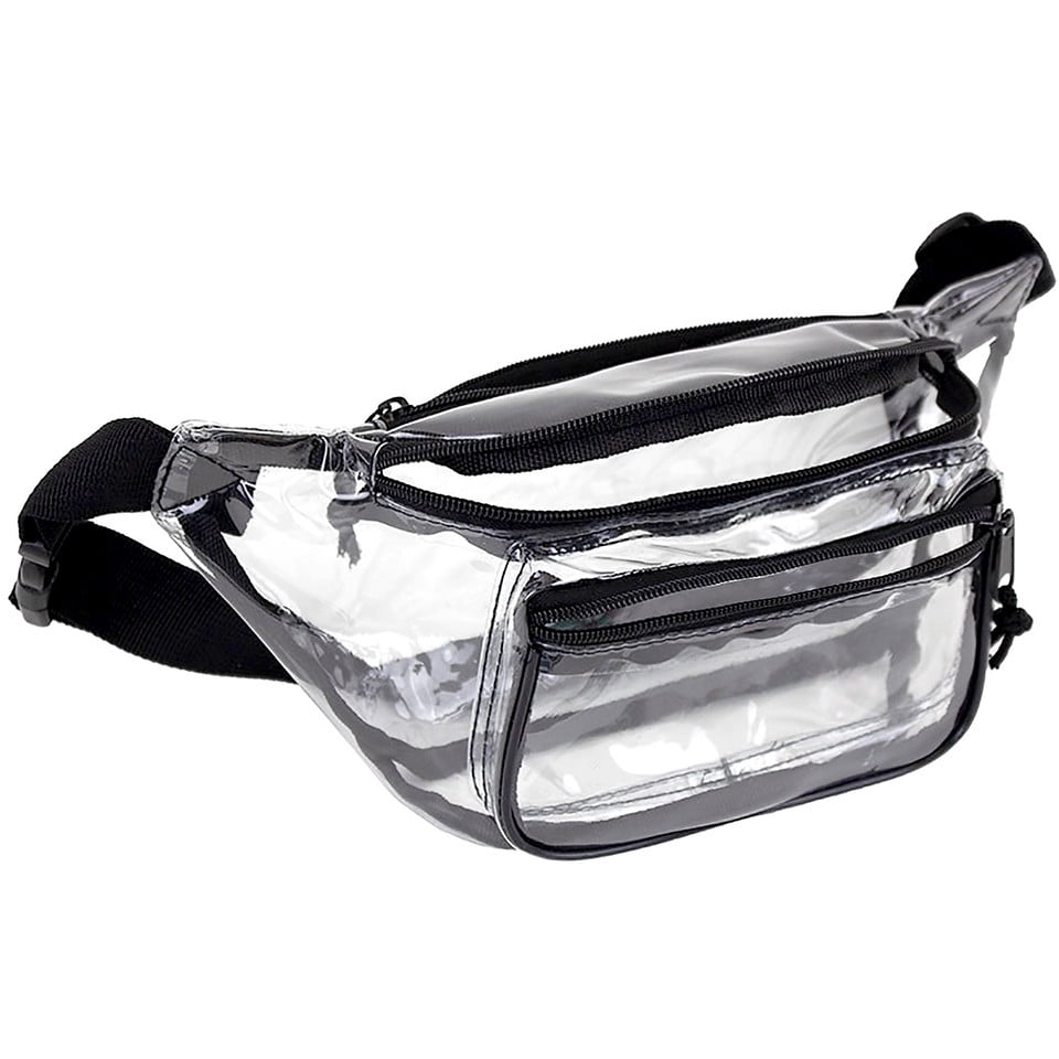 KCliffs 2 Pack Clear AntiTheft 3Zipper PVC Fanny Pack with Black