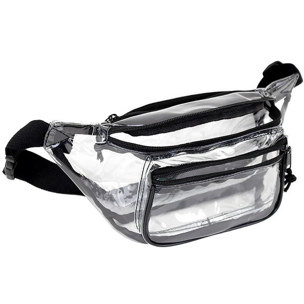 2 Pack Clear Anti-Theft 3-Zipper PVC Fanny Pack with Black Trim for ...