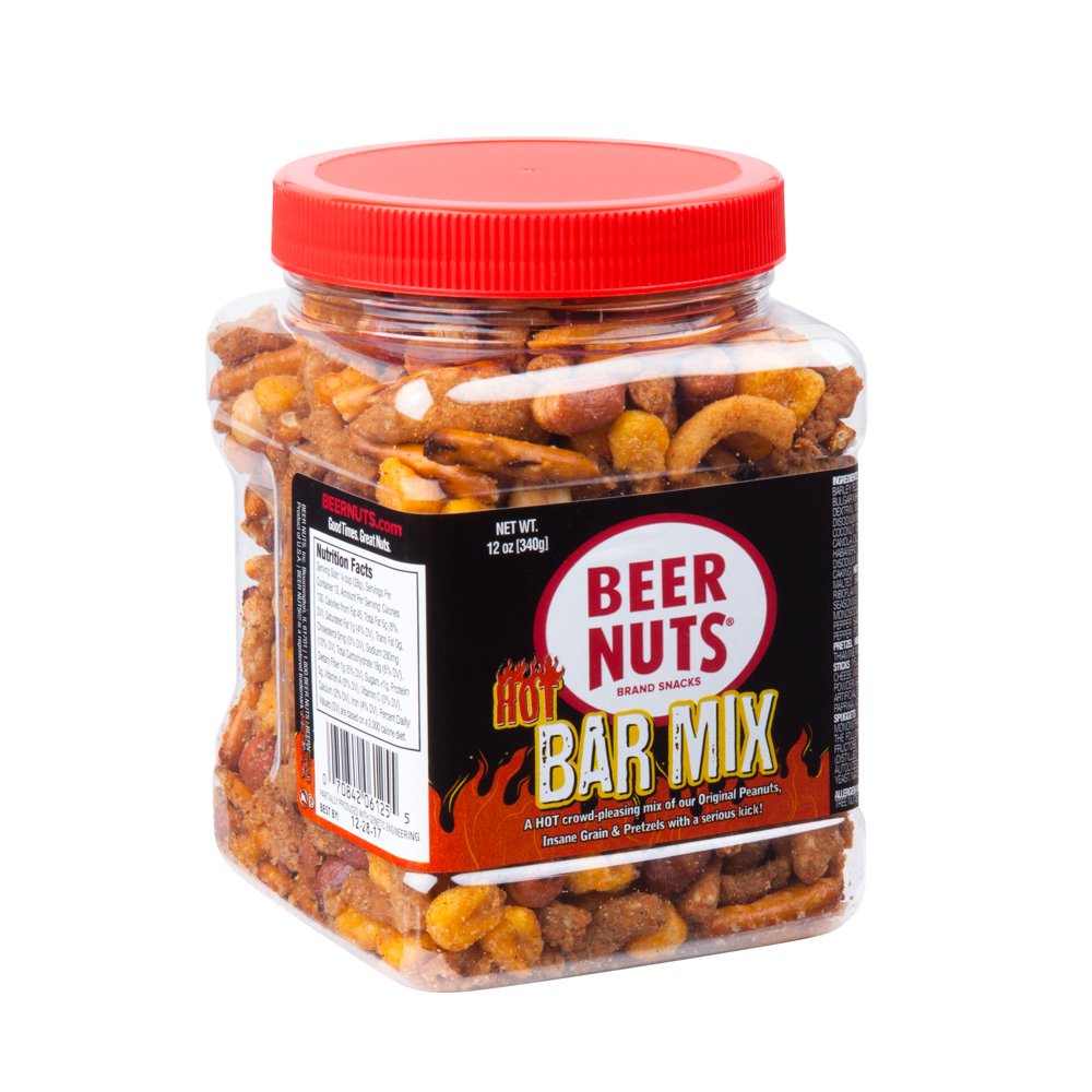 BEER NUTS 12 oz. Jar Hot Bar Mix Spicy Salty Cheese Pub Snack