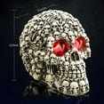 thumbnail image 4 of Loyerfyivos LED Skull Statue Light with LED Light Up Eyes Halloween Skulls Heads Night Light Skull Prop Glowing Skull Prop Decor for Horror Haunted House Party Dress Up Halloween Decor (D), 4 of 9