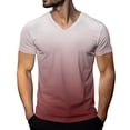 thumbnail image 2 of WTOBBY Men's Stylish V Neck Short Sleeve T-Shirt with Gradient Print Soft, Lightweight, and Breathable, Perfect for Casual Outings, Summer Wear, and Everyday Style,Red 2XL, 2 of 6
