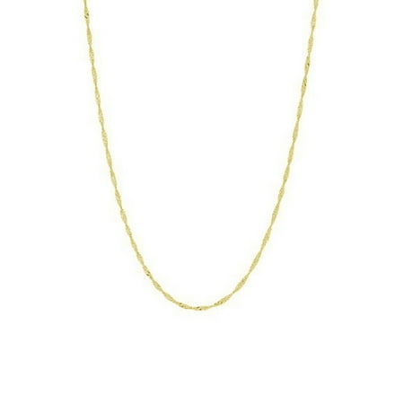 10K 20 Yellow Gold 1.5mm Classic Singapore Chain with Lobster Clasp