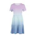 thumbnail image 6 of DecSea Women 2025 Casual Summer Dresses Spring Gardient Crew Neck Short Sleeve Knee Length Beach Dress with Pockets, 6 of 6
