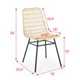 thumbnail image 5 of Set of 2 Vintage French Bedroom Side Chairs Stacking Chair with Rattan Square Back for Living Room, Natural Accent Kitchen Chairs Indoor Dining Chair with Steel for Restaurant, 5 of 8