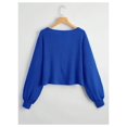thumbnail image 2 of Jersey corto SweatyRocks de punto acanalado azul raglán para mujer, 2 of 6