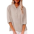 thumbnail image 4 of Outfmvch Linen Blouses for Women,Gauze Tops for Women Casual Summer,Wrap Tops for Women,Gauze Dhirts for Women,Button Up Shirt Women Short Sleeve,Gauze Button Down Shirts for Women Rose Gold 5XL, 4 of 7