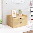 thumbnail image 6 of Bamboo Desk Drawer Organizer, Large Desktop Organizer with Drawers Tabletop Storage Organization Box for Office Home Toiletries Supplies Vanity, No Assembly Required (2 Drawer with Shelf), 6 of 7