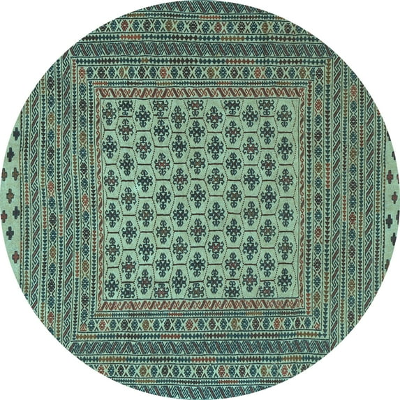 Ahgly Company Indoor Round Southwestern Light Blue Country Area Rugs, 7' Round