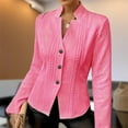 thumbnail image 4 of MORTTIC - Women's Single-Breasted Long Sleeve Jacket with Lapel Collar, Elegant Fall/Winter Blazer for Work & Casual, 4 of 5