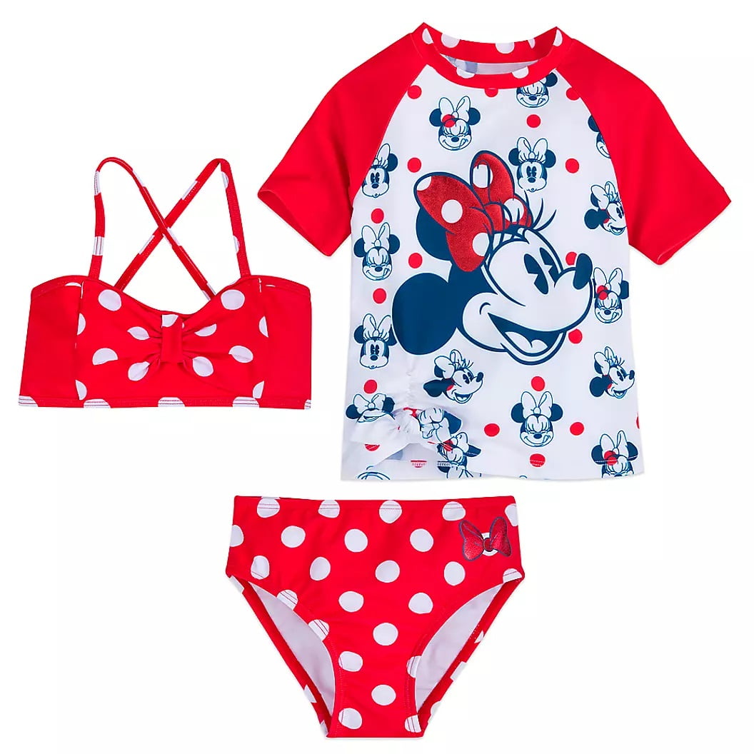 Disney Store Minnie Mouse Princess Polka Dot Deluxe Girls Swimsuit Cover Up New 
