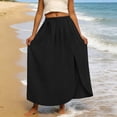 thumbnail image 5 of QATAINLAV Womens Solid Color Maxi Skirts High Waisted Flowy A Line Skirt with Side Slit for Spring Summer Vacation Outfits Black XL, 5 of 7