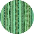 thumbnail image 1 of Ahgly Company Machine Washable Indoor Round Abstract Turquoise Blue Modern Area Rugs, 8' Round, 1 of 4