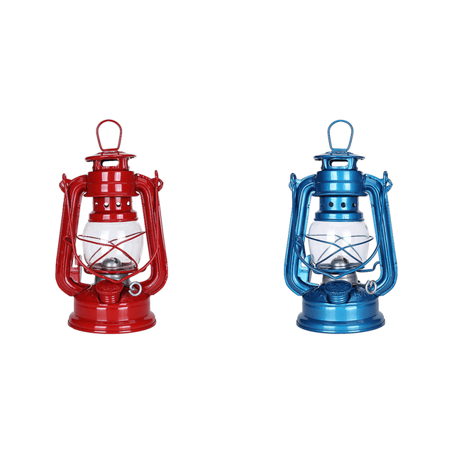 Linterna de queroseno, combustible, linternas de camping de metal para decoración de patios (rojas)