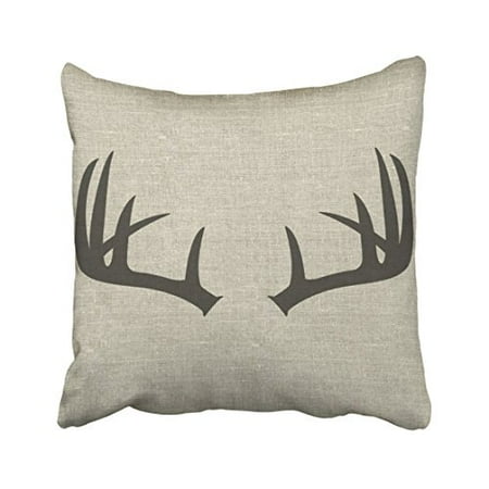 Deer Antlers Silhouette WinHome Simple Fashion Popular Vintage Deer Antlers Silhouette Pattern Polyester 18 x 18 Inch Square Throw Pillow Covers With Hidden Zipper Home Sofa Cushion Decorative Pillowcases ()