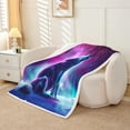 thumbnail image 2 of Wolf Fleece Blanket,Polar Lights Sherpa Blanket Howling Wolves Throw Blanket Teens Room Decor Throw 50"X60",Outer Space Safari Wildlife Animals Plush Bed Blanket, 2 of 6