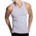 thumbnail image 2 of Men's Cotton Undershirts Tank Tops Sleeveless Plain Summer Vest Athletic wear, Square Cut Muscle Rib A-Shirts Sizes L to 5XL, 2 of 6