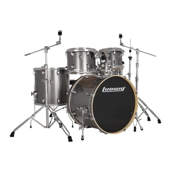 Ludwig Evolution 5-Piece Drum Set w/Hardware, 22" Kick, Platinum Sparkle