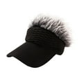 thumbnail image 2 of KiBcsLic Sun Visor Cap with Fake Hair Outdoor Beach Portable Fashionable Baseball Hat Black and Gray, 2 of 9