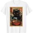 thumbnail image 1 of Ramen Noodles Cat Japan Y2K Kawaii Retro Cats Camiseta, 1 of 2