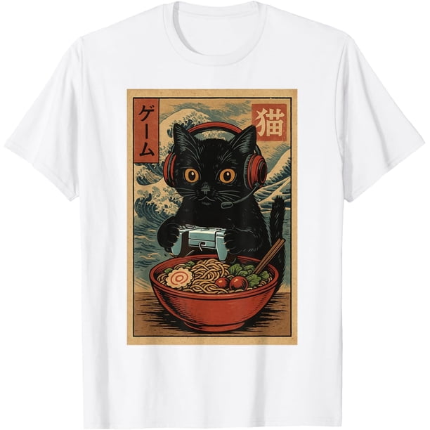 Ramen Noodles Cat Japan Y2K Kawaii Retro Cats Camiseta