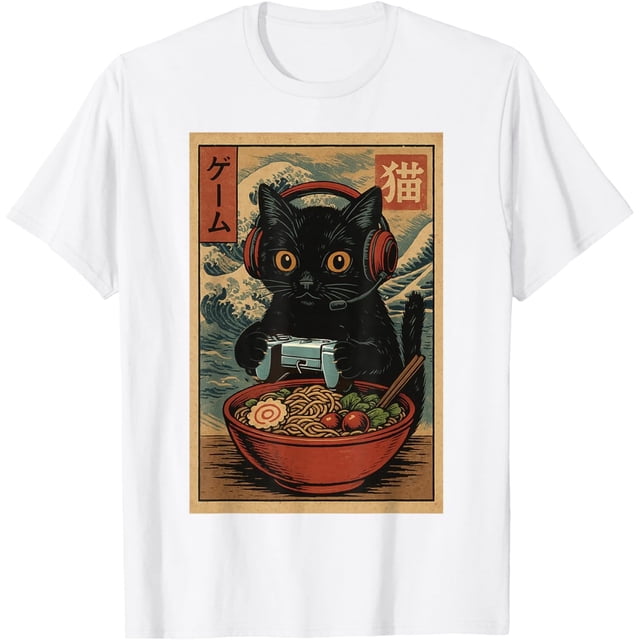 Ramen Noodles Cat Japan Y2K Kawaii Retro Cats Camiseta