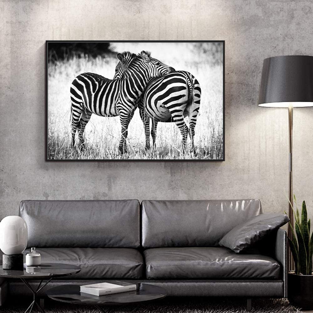 Abstract Colour Zebra Stretched Canvas Print Framed Kids Wall Art Decor Painting 