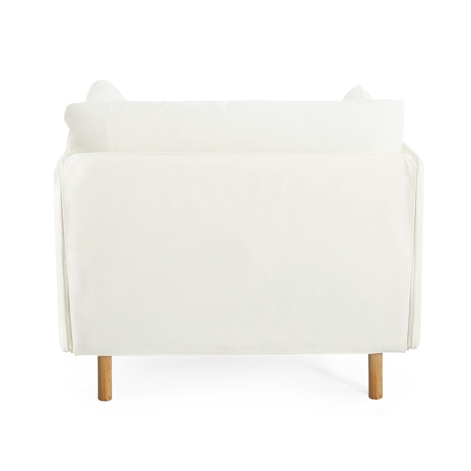 Modern Upholstered Accent Chair with 2 Pillow,Solid Wood Arm Reading Lounge Lazy Sofa for Living Room Bedroom,Guest Room,White
