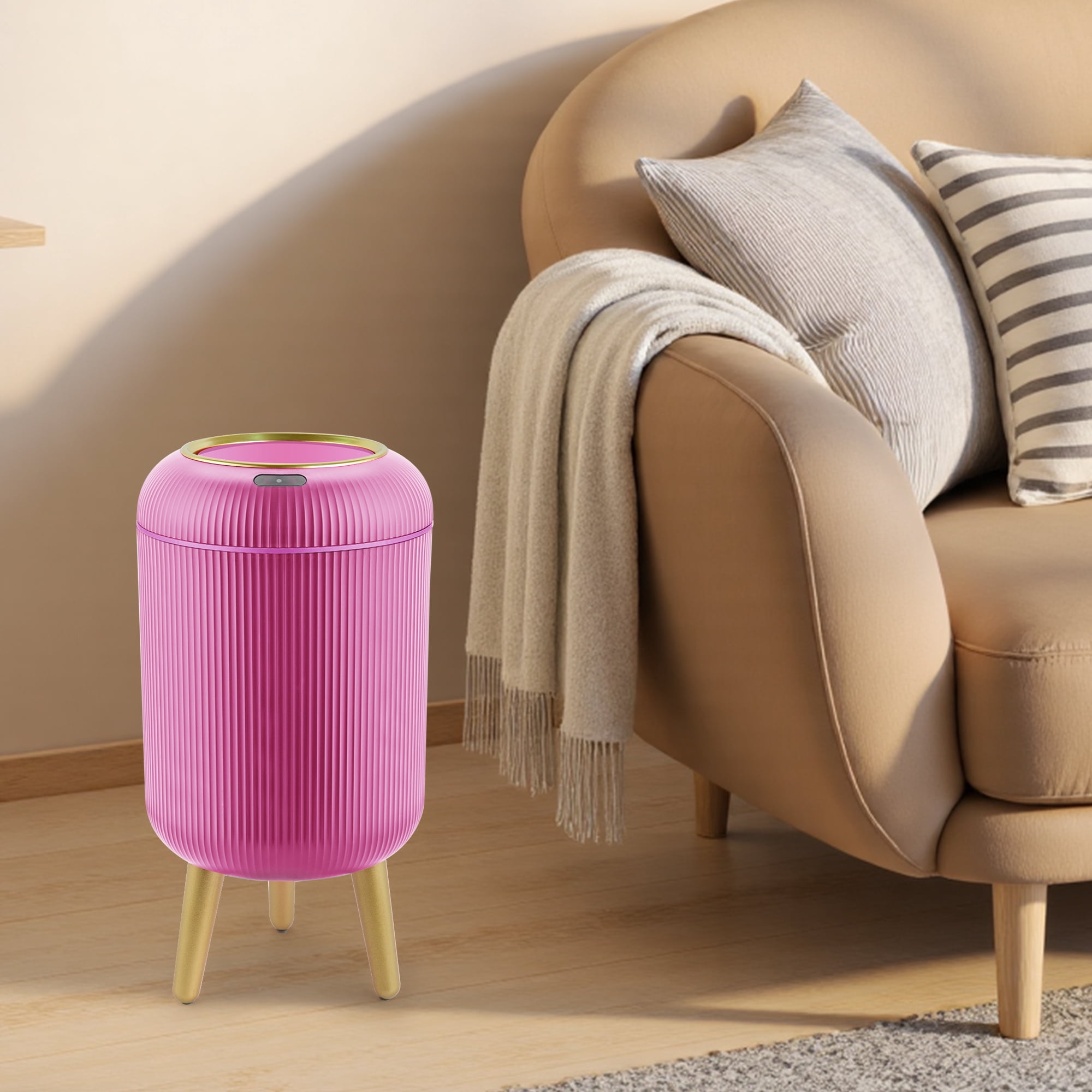 SUSLAS Trash Can with Motion Sensor, Touchless Automatic Lid and Waterproof Design, Smart Waste Bin for Bathroom Kitchen, 2.6 Gallon Plastic,Pink