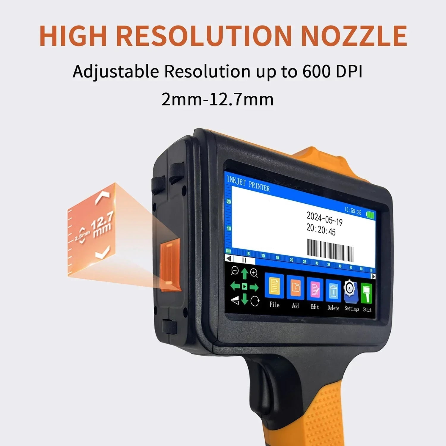 E19 12.7mm Multi-Languages Printer Logo Date Label Printer Handheld Thermal Inkjet Coder ,Fast-Drying Ink with Crisp Output