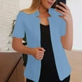 thumbnail image 3 of QIPOPIQ Women Lightweight Short Sleeve Blazer Casual Open Front Business Blazer Notched Collar Slim Work Office Blazer Clearance, 3 of 7