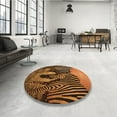 thumbnail image 4 of Ahgly Company Machine Washable Indoor Round Transitional Orange Area Rugs, 3' Round, 4 of 7