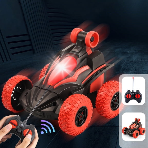 360° Double Sided Flip RC Stunt Car with LED Lights, Remote Control Off-Road Tumbling Truck, Shockproof Rubber Tire Toy Gift for Boys Girls Ages 3 Indoor Outdoor Play