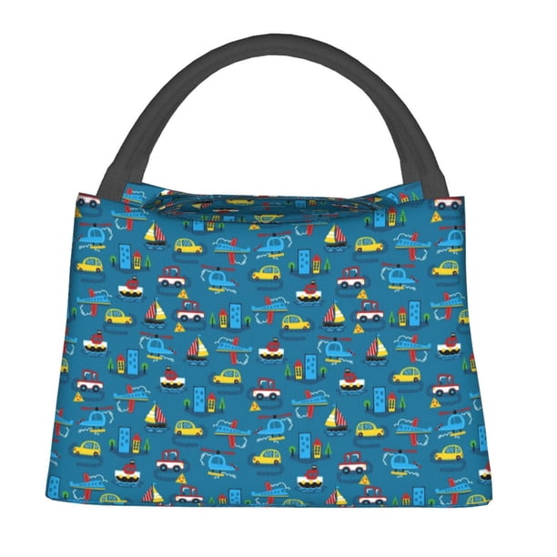 Balery Transportations with Buildings Bolsa de Aislamiento Portátil – Bolsa de Almuerzo con Forro de Aluminio Mejorado, Funda Impermeable y Fácil de Limpiar para Picnic y Caja de Almuerzo